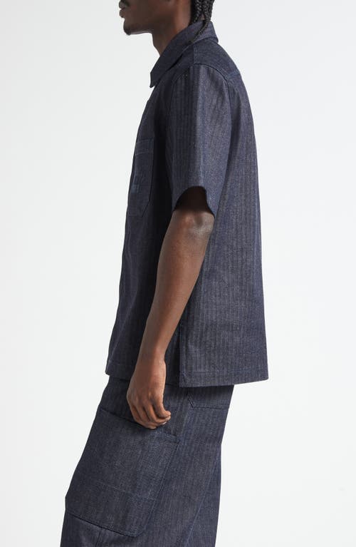 Givenchy Short Sleeve Denim Button-up Shirt In Blue