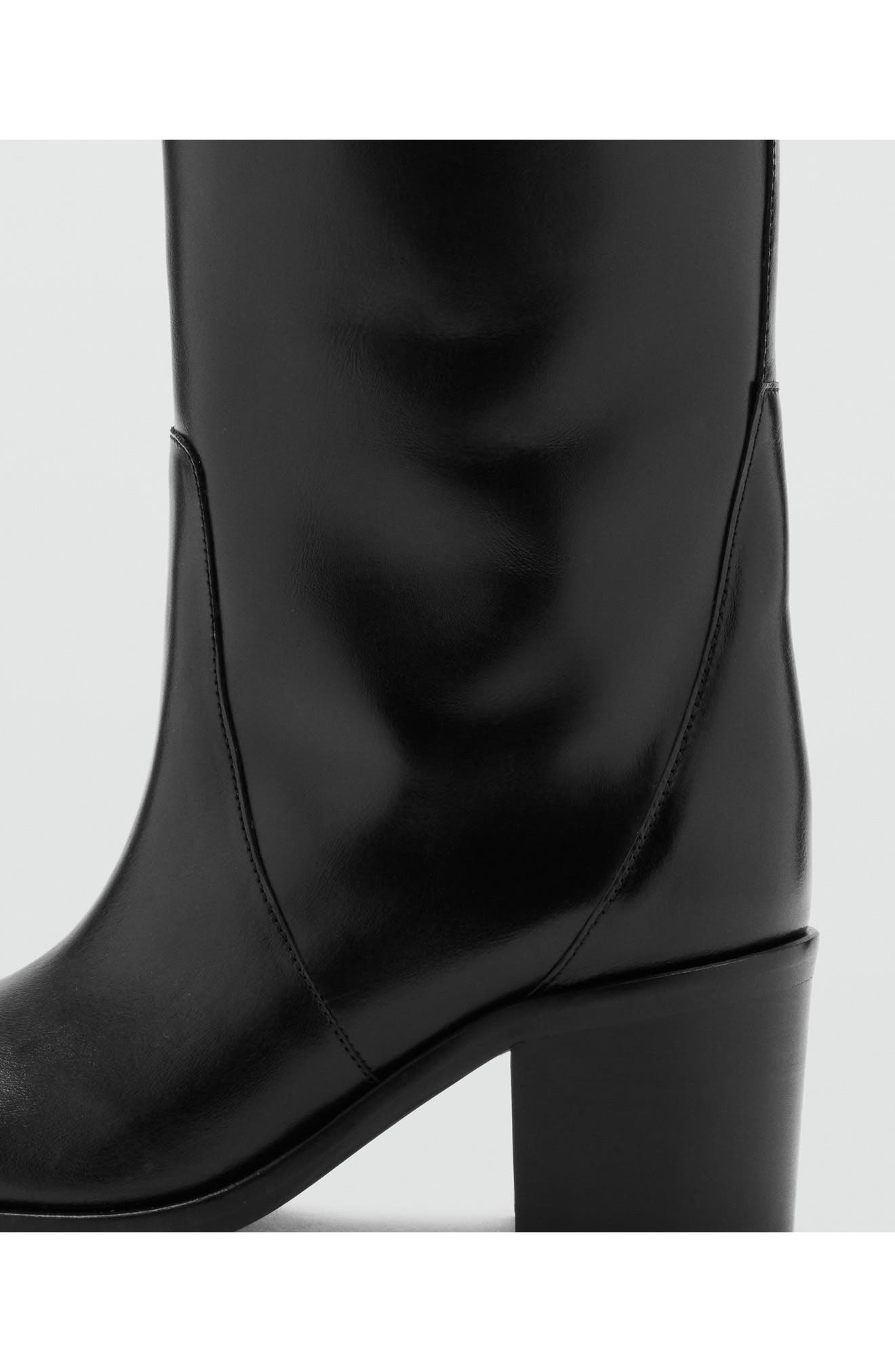 Leather Knee High Boot, Alternate, color, BLACK