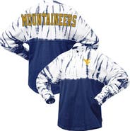 SPIRIT JERSEY Women's Navy West Virginia Mountaineers Tie-Dye Long Sleeve Jersey T-Shirt