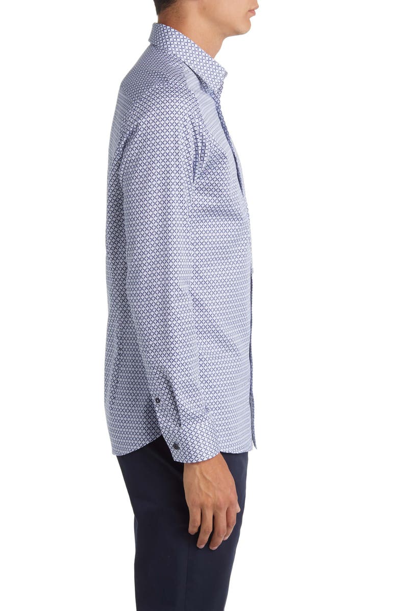 Ted Baker London Strine Slim Fit Geo Print Button-Up Shirt, Alternate, color, 