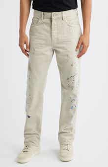PURPLE BRAND Double Paint Embroidered Straight Leg Jeans