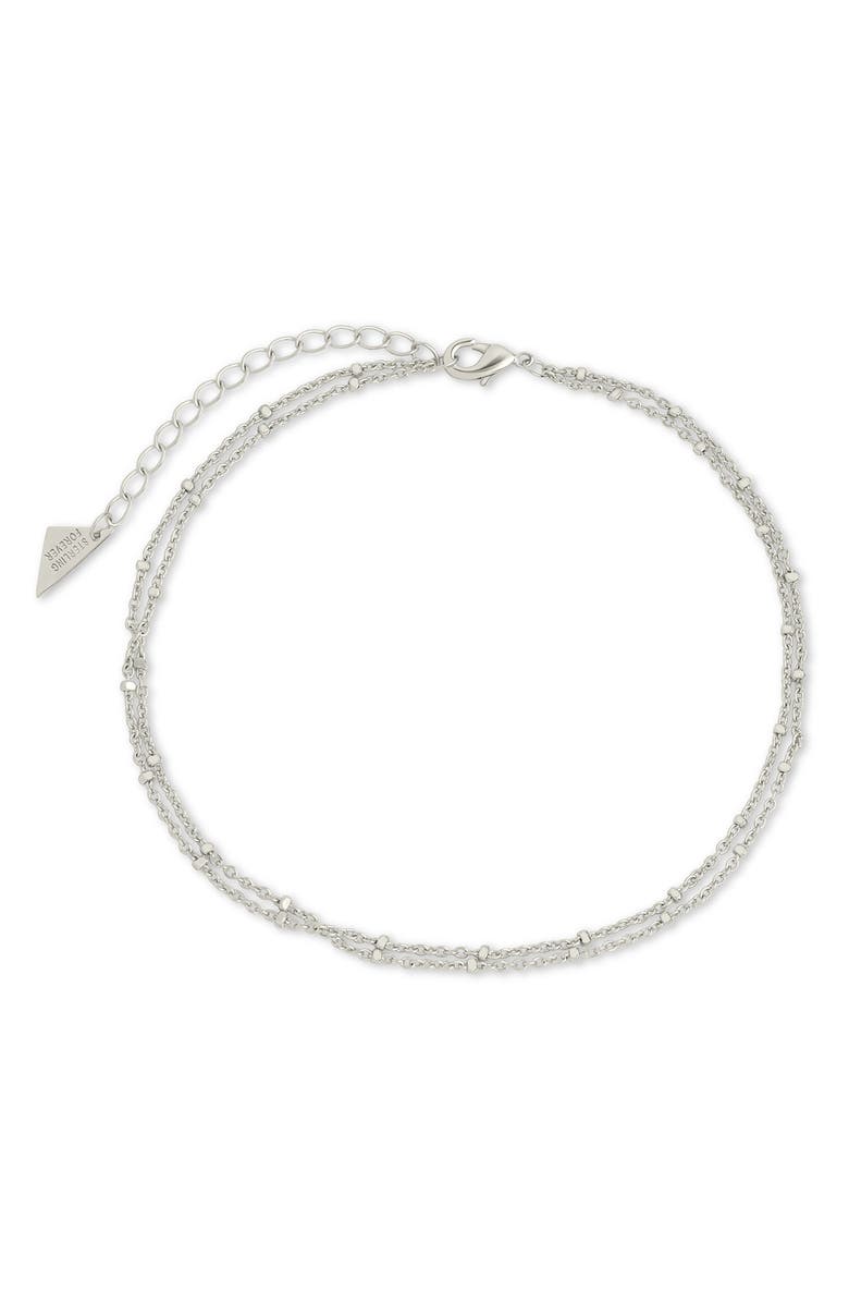 Sterling Forever Alison Layered Chain Anklet, Main, color, Silver