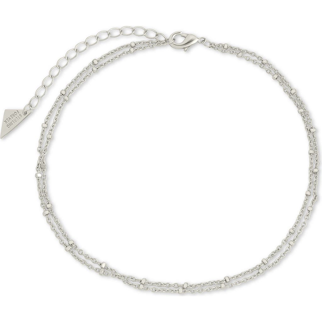 Sterling Forever Alison Layered Chain Anklet