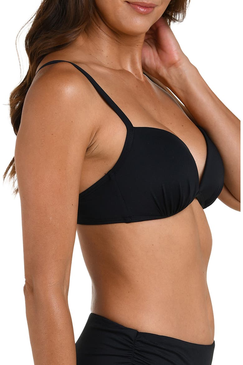 Deep Plunge Bikini Top, Alternate, color, BLACK