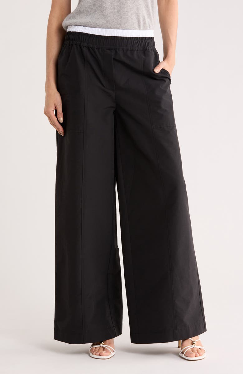 Simkhai Olly Double Waistband Wide Leg Pants, Main, color, Black Multi