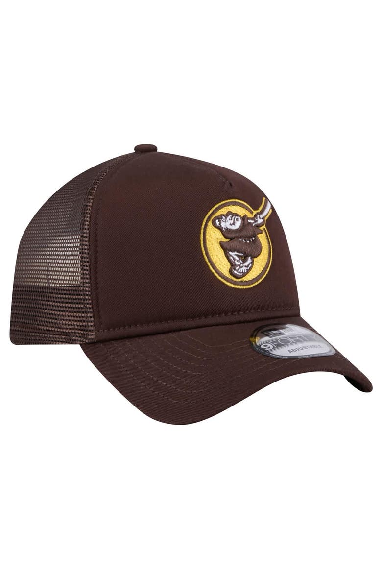 Men's New Era Brown San Diego Padres 9FORTY A-Frame Trucker Adjustable Hat, Alternate, color, Brown