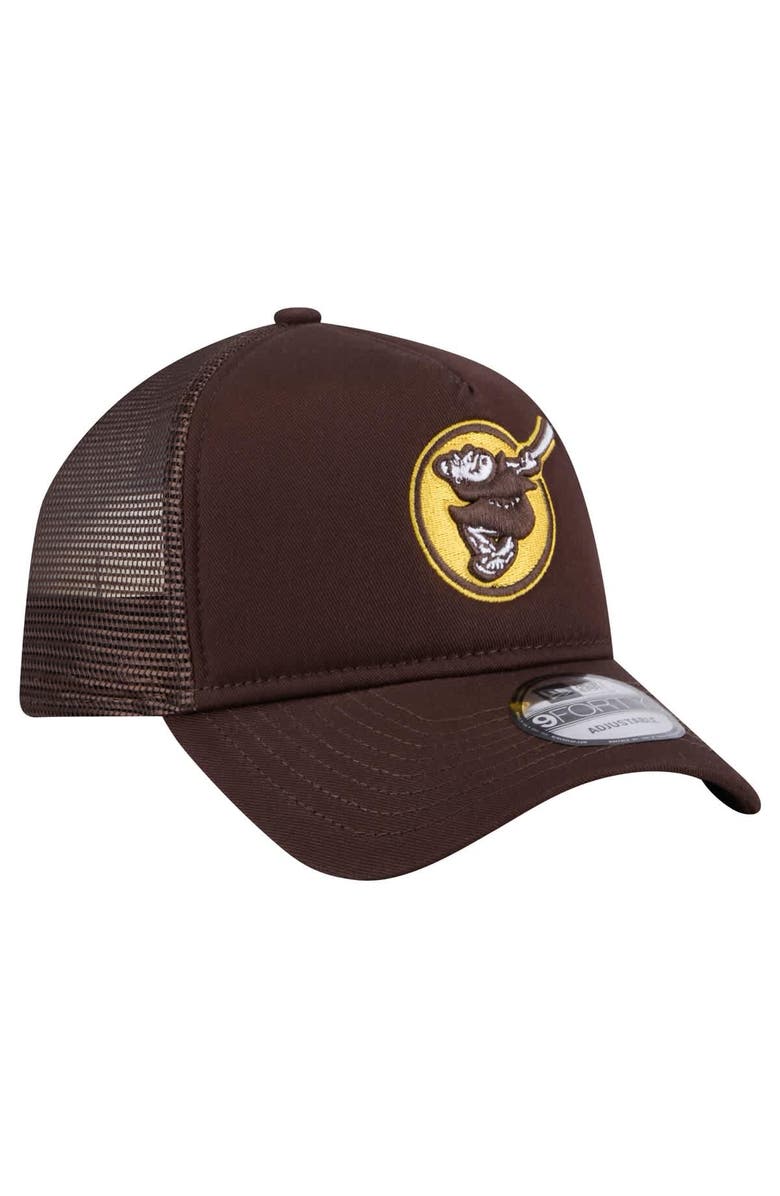 New Era Men's New Era Brown San Diego Padres 9FORTY A-Frame Trucker Adjustable Hat, Alternate, color, Brown