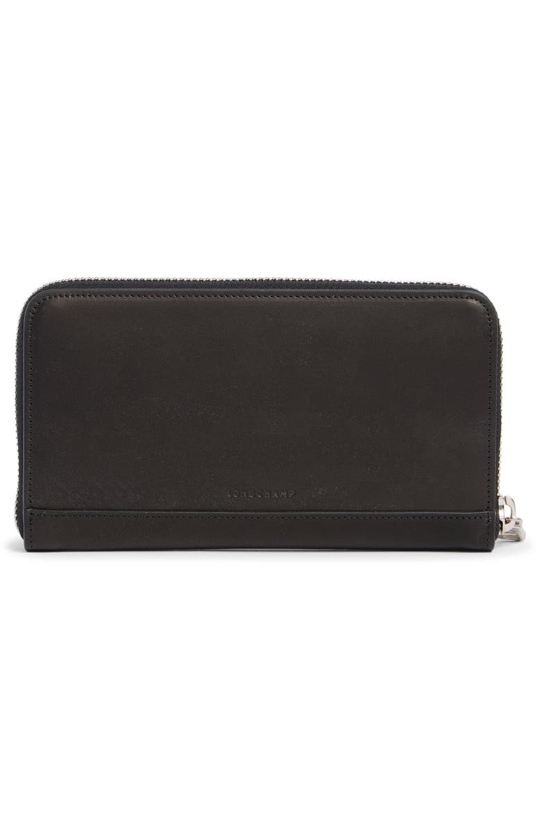 Longchamp Heritage Zip Around Wallet, Alternate, color, Black