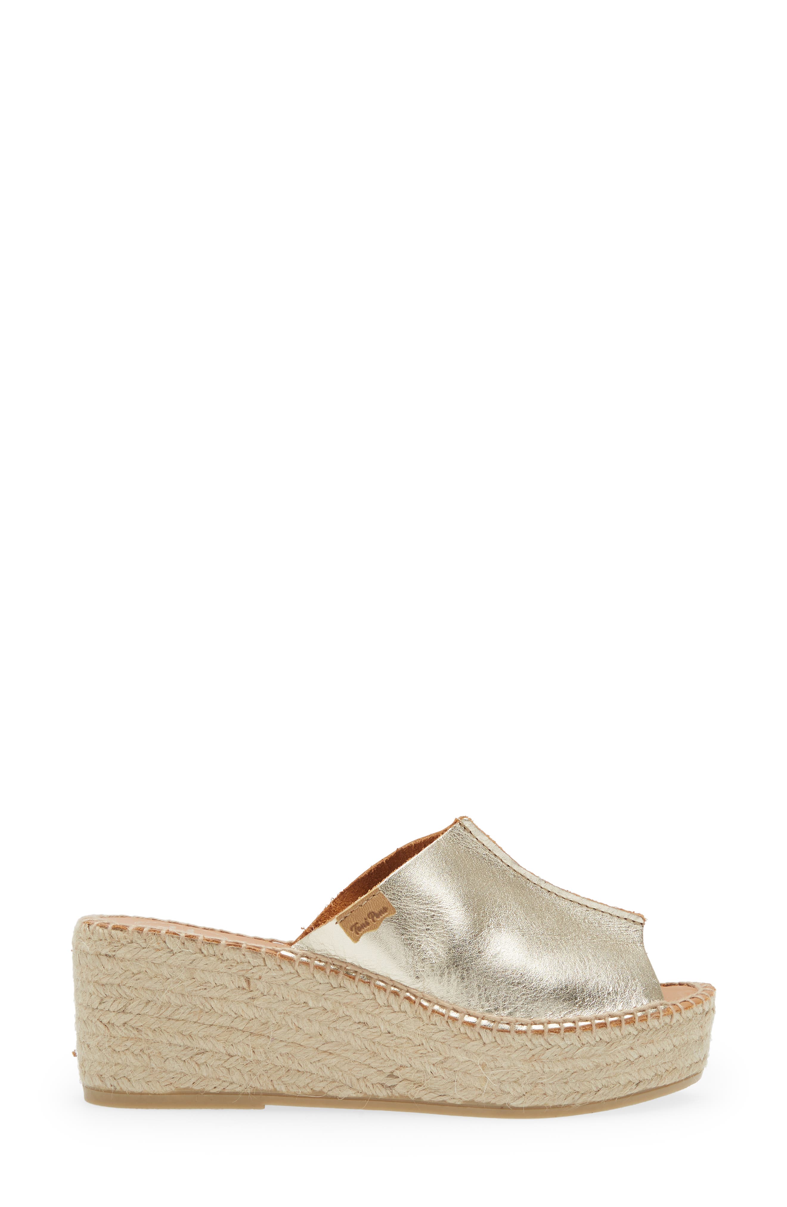 Ivonne Espadrille Platform Wedge Slide Sandal, Alternate, color, PLATI/PLATINUM