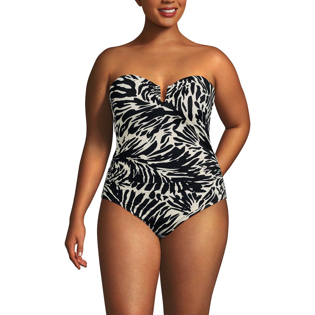 LANDS' END LANDS' END SLENDER SUIT TUMMY CONTROL U-WIRE BANDEAU ONE PIECE SWIMSUIT