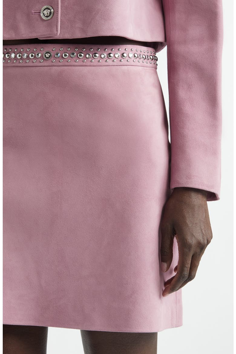 Studded Waist Suede Miniskirt, Alternate, color, DUSTY MAUVE