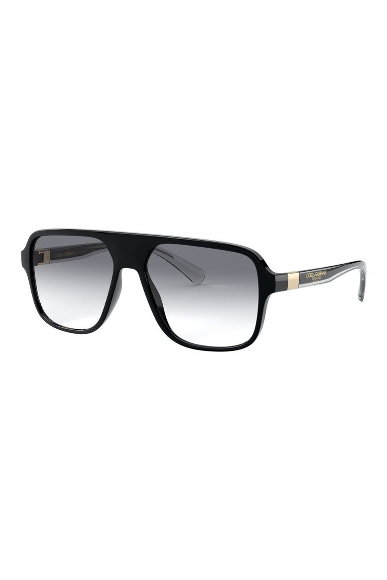 Dolce&Gabbana 57mm Gradient Navigator Sunglasses, Alternate, color, BLACK