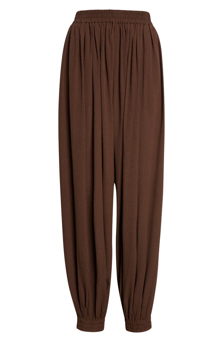 Michael Kors Collection Sarouel Silk Seersucker Trousers, Main, color, Espresso