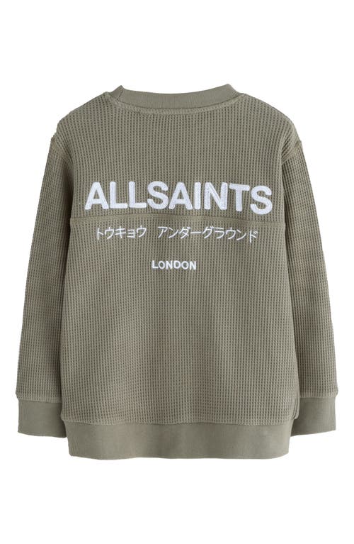 Smallsaints By Allsaints Kids' Underground Embroidered Waffle Crewneck Sweatshirt In Gray
