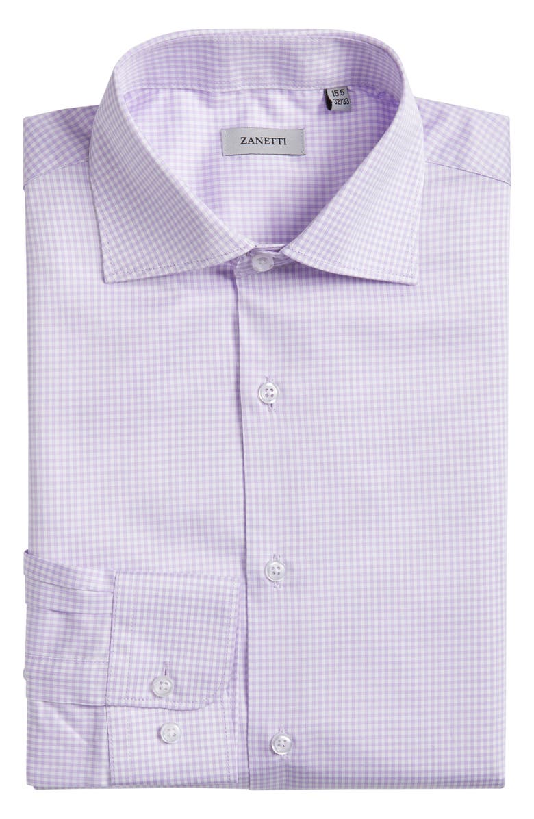 ZANETTI Grid Check Dress Shirt, Alternate, color, Lavender/ White