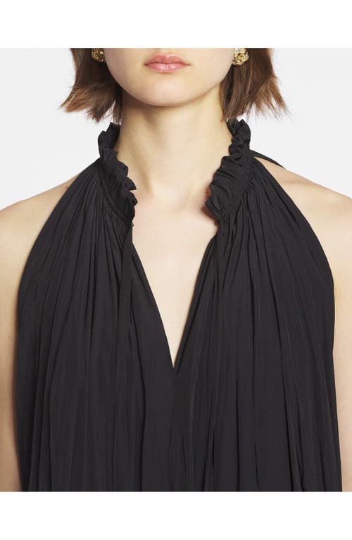 Lanvin Short Ruffle Dress Front Drawstring In Black