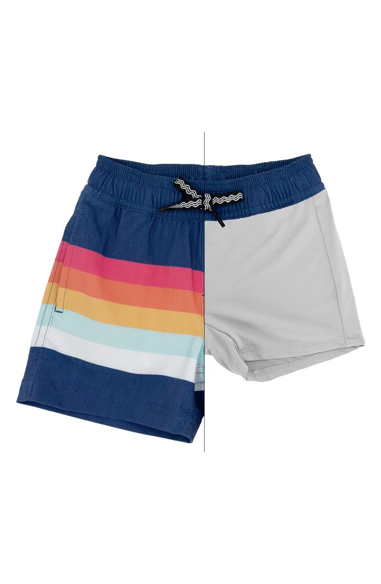 Feather 4 Arrow Vintage Stripe Volley Swim Trunks, Alternate, color, 