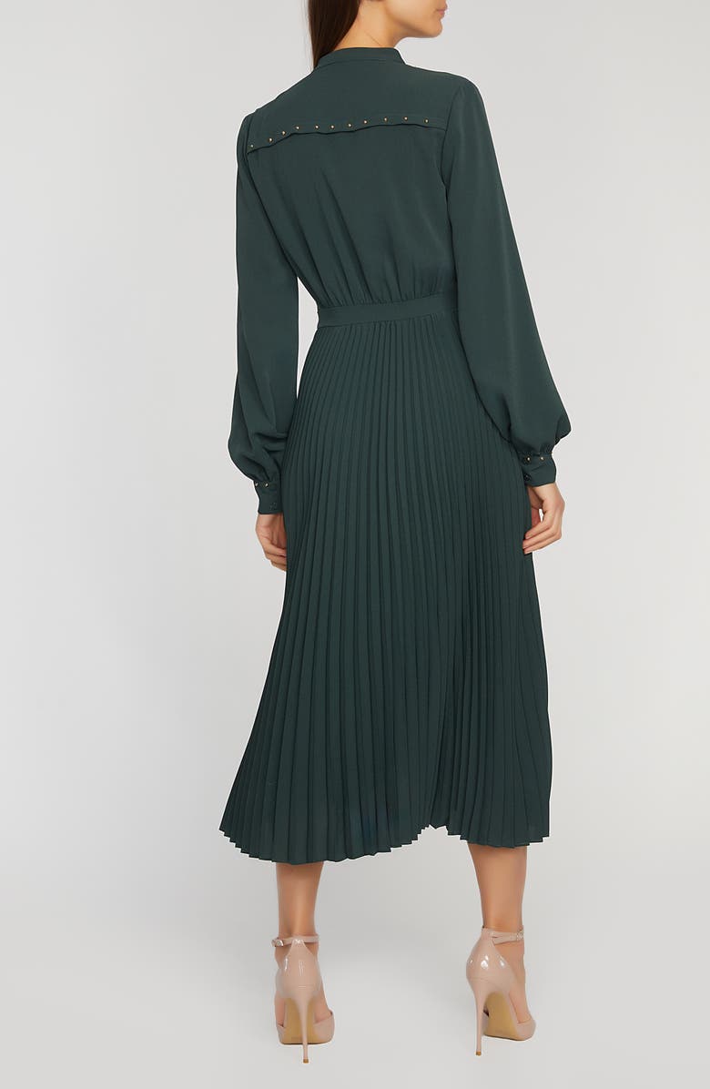 Elie Tahari The Alania Pleated Long Sleeve Midi Dress, Alternate, color,