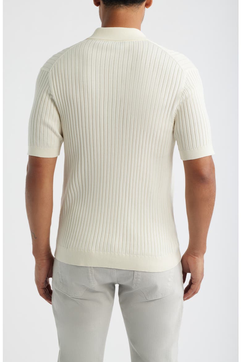 Short Sleeve Button-Up Cotton & Silk Sweater, Alternate, color, SILVER BIRCH