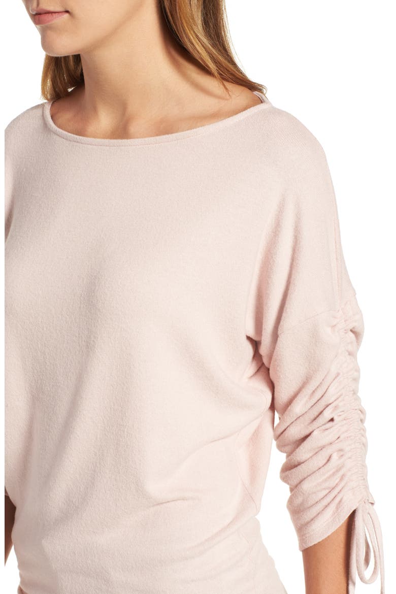 Gibson Cozy Tie Sleeve Top, Alternate, color, PINK SMOKE