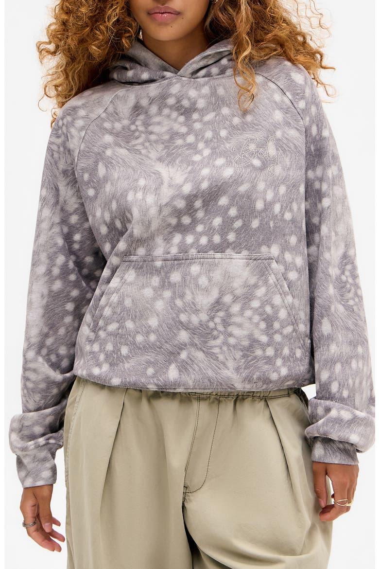 Deer Print Hoodie, Main, color, GREY