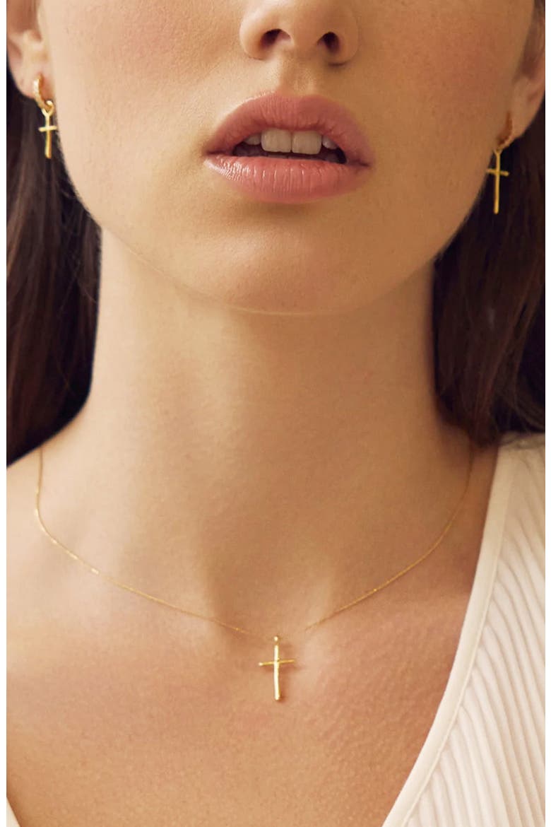 Sterling Silver 18k Gold Plated Ariel Cross Mismatched Earrings Trendy, Alternate, color, Gold