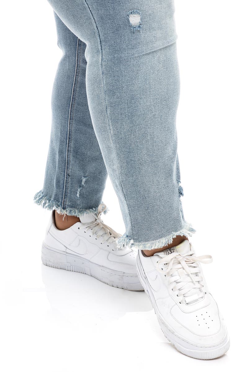 1822 Denim Distressed Fray Hem Slim Girlfriend Jeans, Alternate, color,