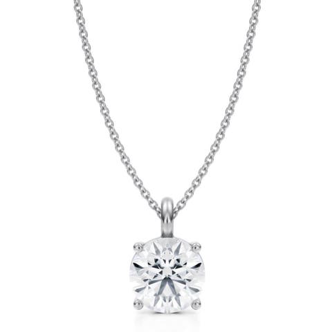Round Solitaire Lab Diamond Pendant Necklace 14K 2.00ct
