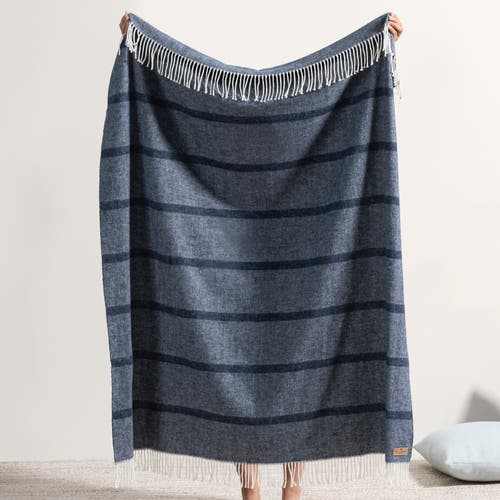 Lands Downunder Montauk Stripe Herringbone Throw In Navy