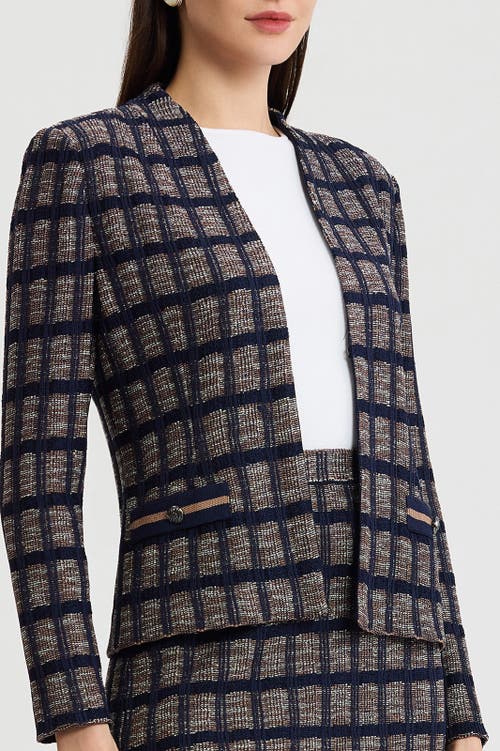 Ming Wang Checkered Knit Jacket In Multi