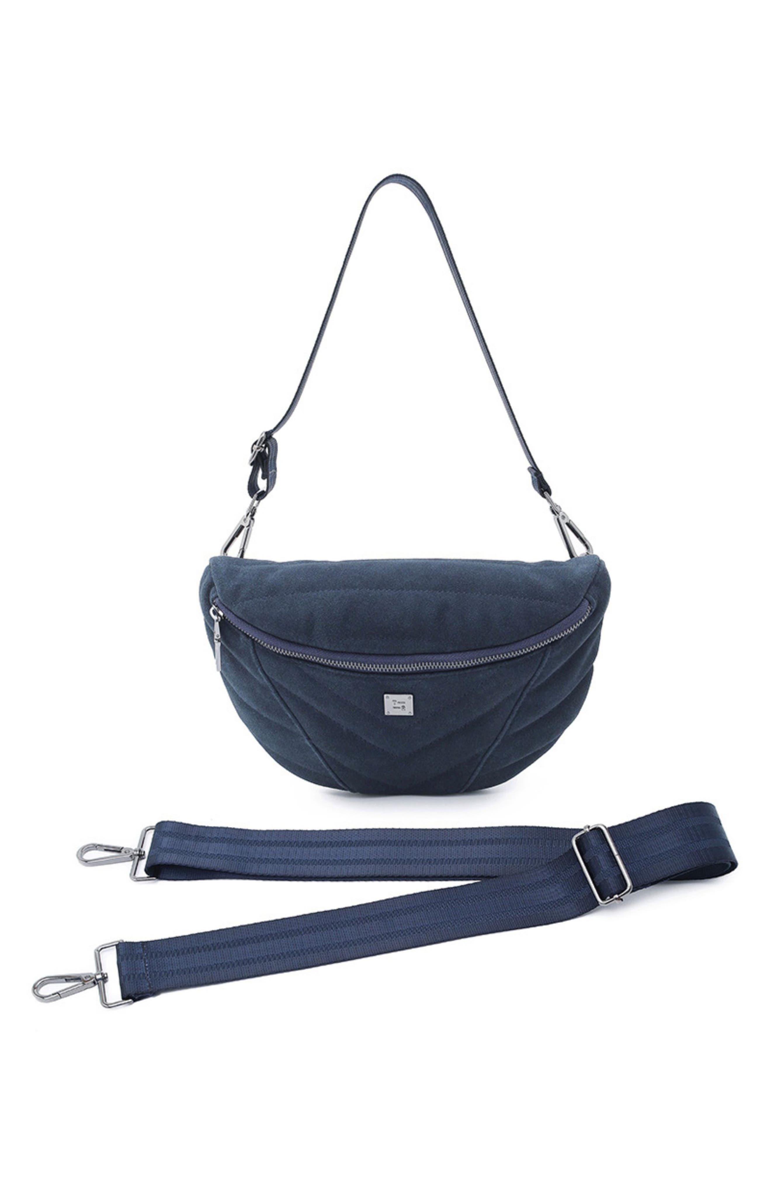 Little Runaway Suede Leather Belt Bag, Alternate, color, INDIGO SUEDE