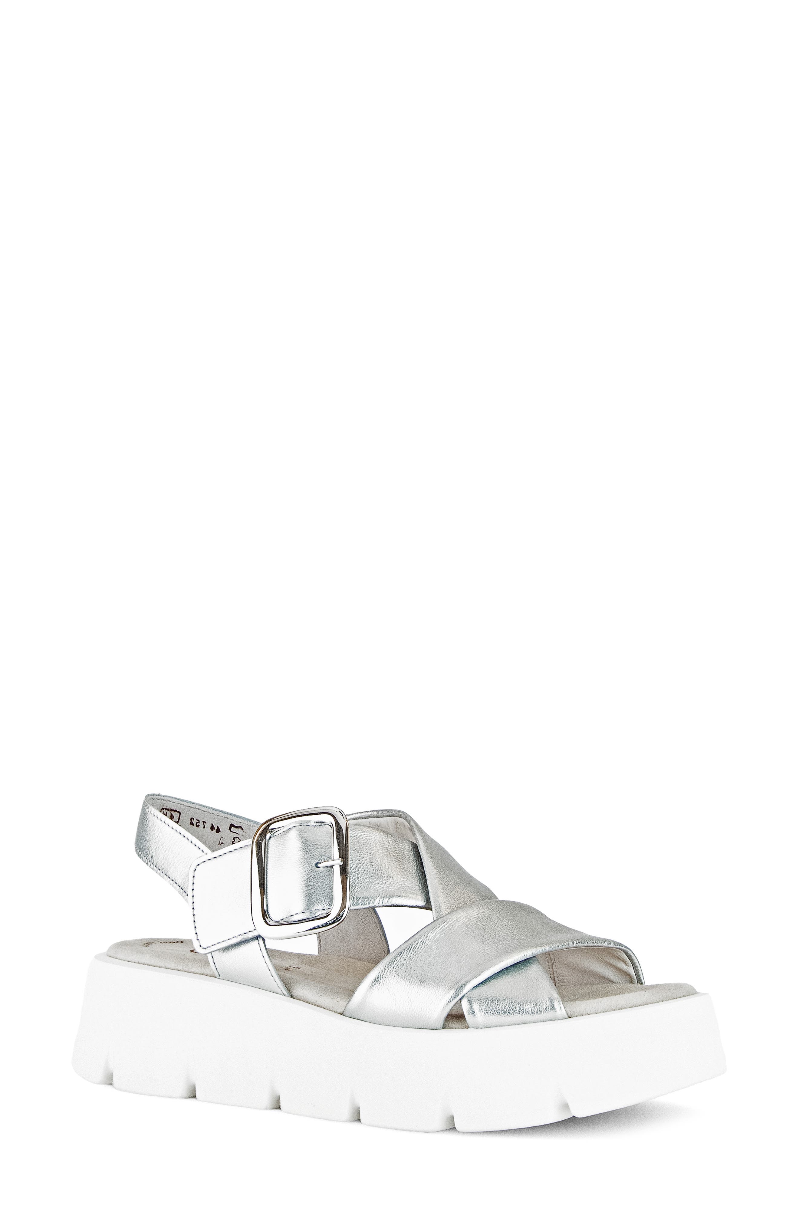 Gabor Crossover Slingback Wedge Sandal, Main, color, Silver