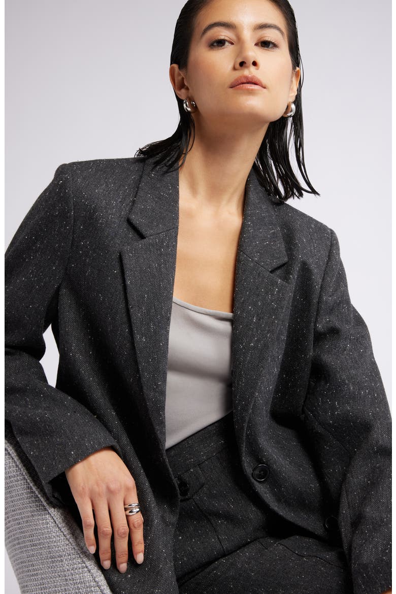 Textured Boyfriend Blazer, Alternate, color, LIGHT GREY SPECKLE