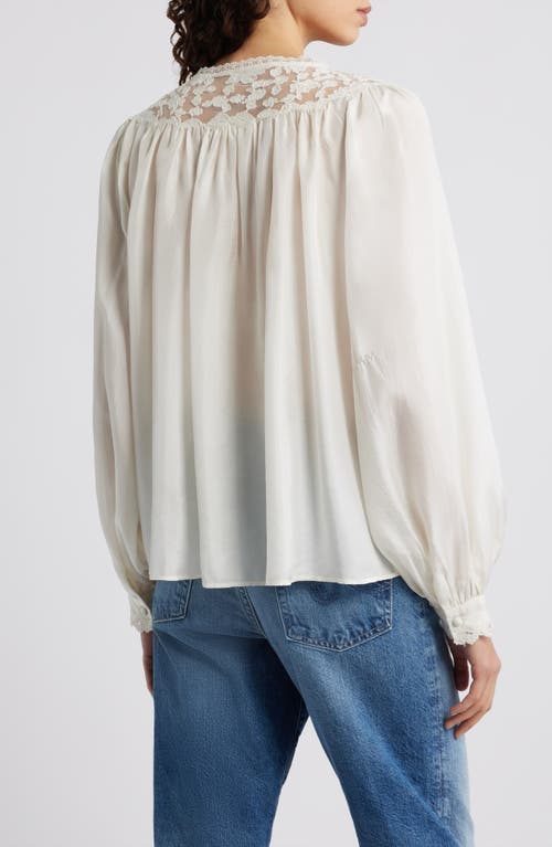 Loveshackfancy Carnie Lace Silk Shirt In White