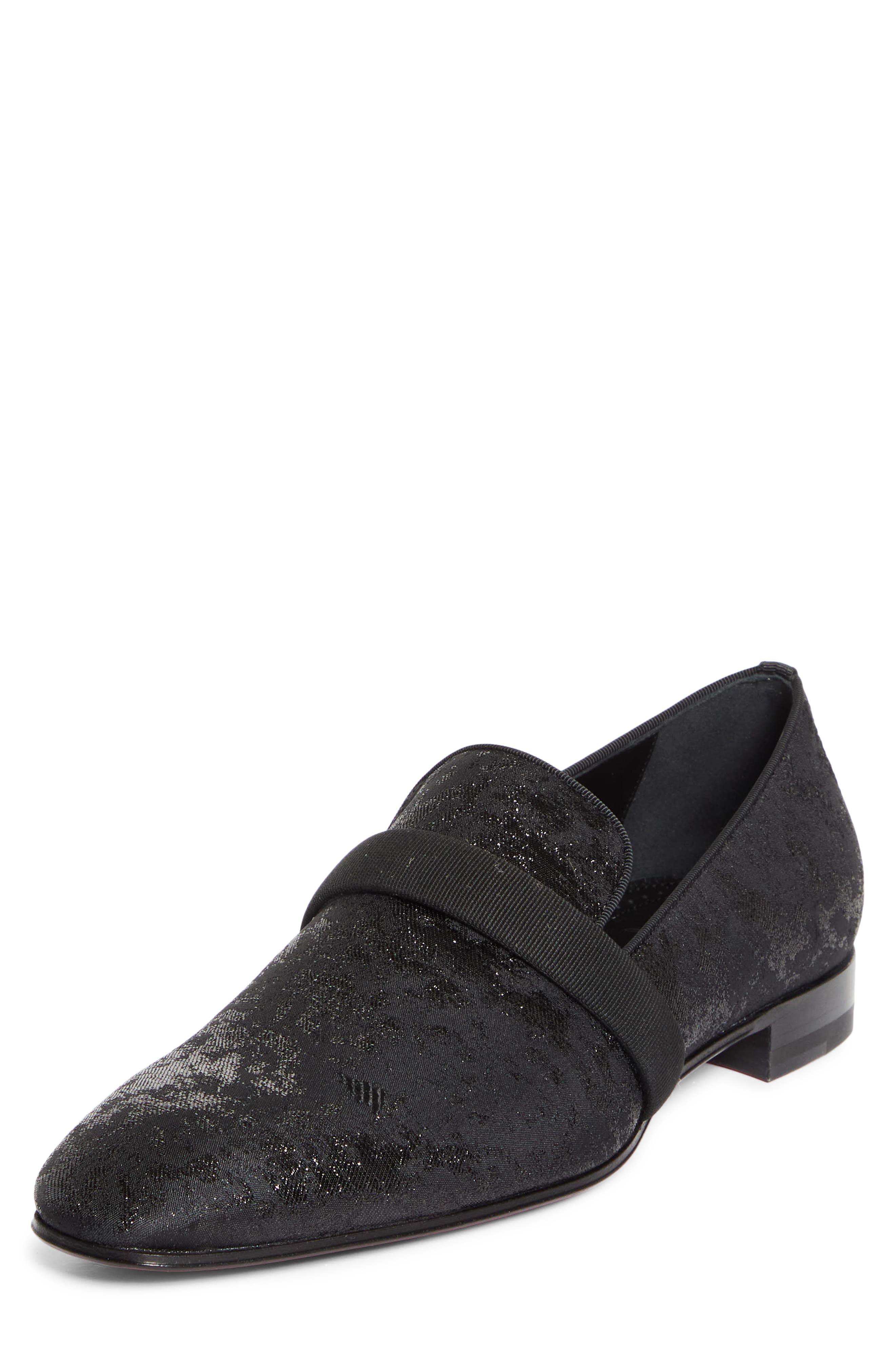 Christian Louboutin Dandy Deco Jacquard Venetian Loafer, Main, color, Black