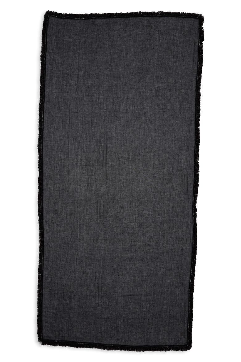 Tassel Crinkle Scarf, Alternate, color, BLACK
