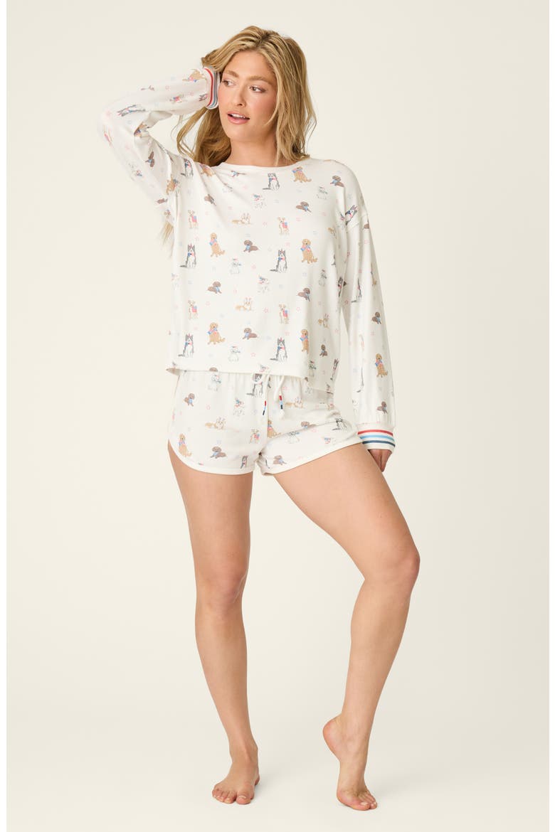 Red, White & Woof Jersey Pajama Shorts, Alternate, color, IVORY