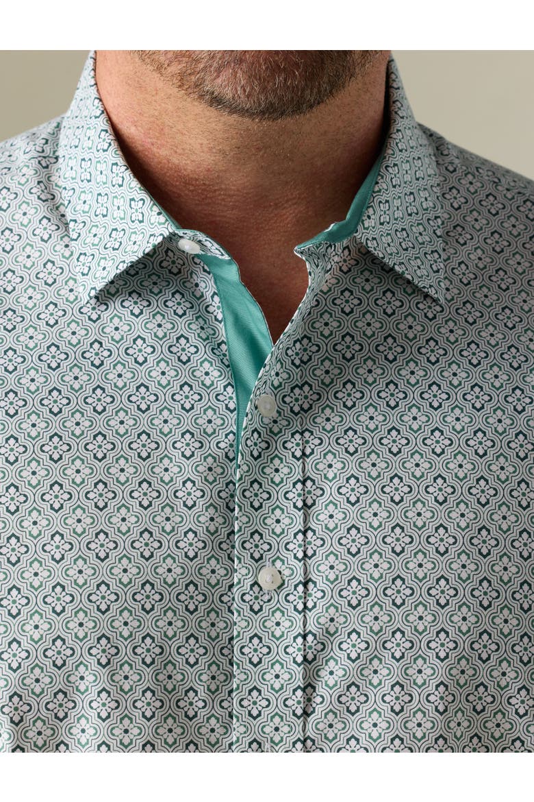Big & Tall Quatrefoil Pattern Sport Shirt V2, Alternate, color, GREEN