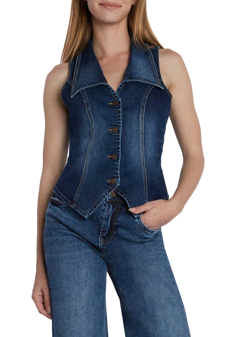 Willa Denim Waistcoat, Alternate, color, INDIGO