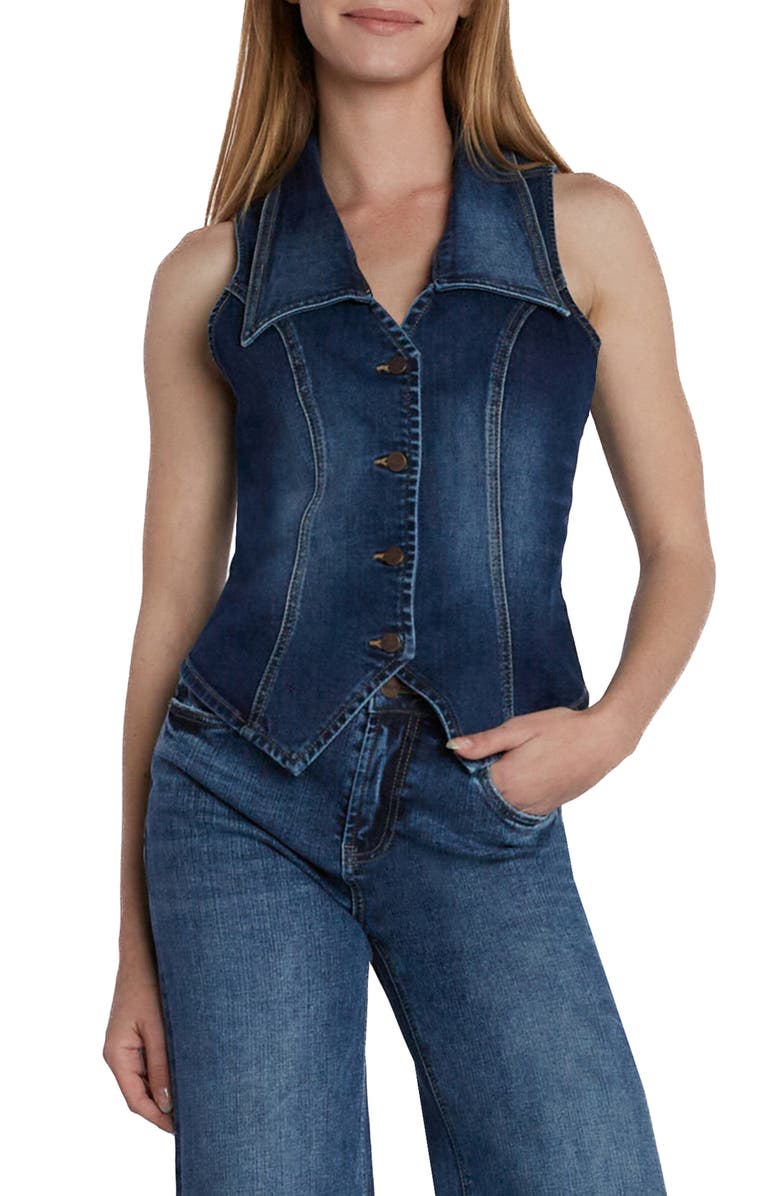 Wash Lab Denim Willa Denim Waistcoat, Alternate, color, Indigo