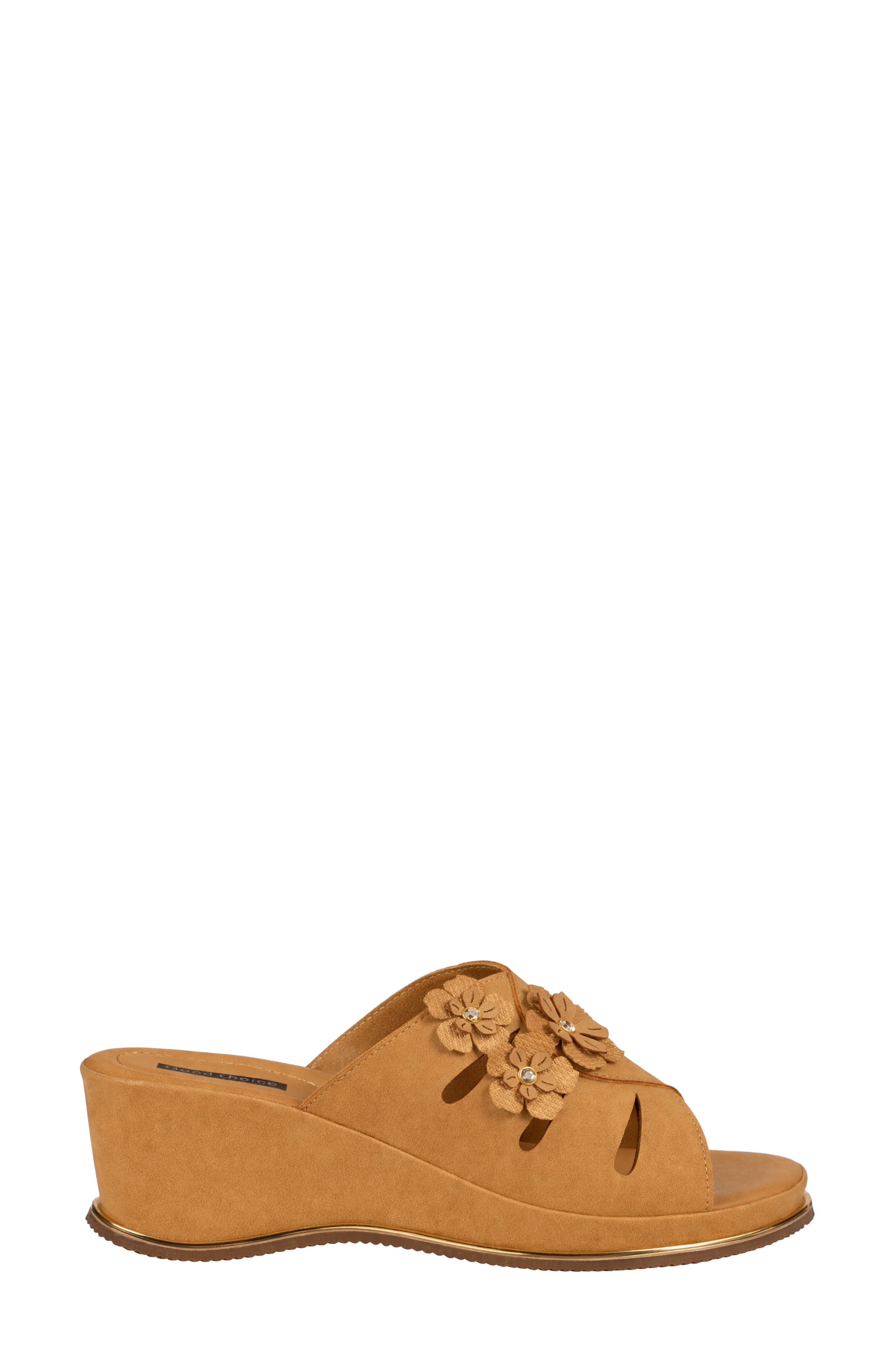 GOOD CHOICE NEW YORK Sarel Floral Wedge Sandal, Alternate, color, Tan