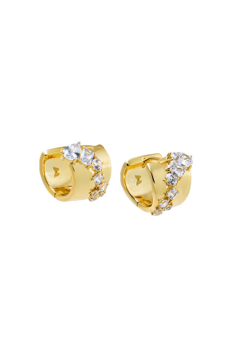 BY ADINA EDEN CZ Cluster Super Wide Huggie Earring, Main, color, Gold