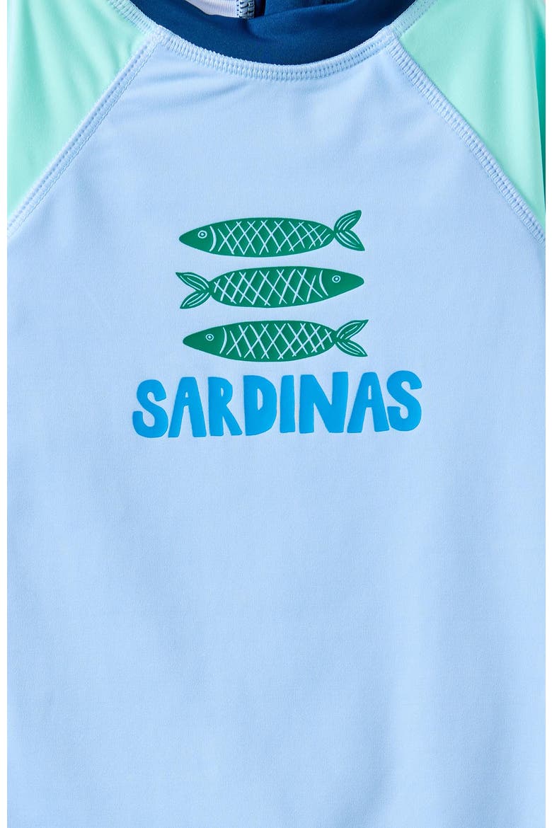 Baby Long Sleeve All In One Swimsuit, Alternate, color, Dawn Blue Sardinas