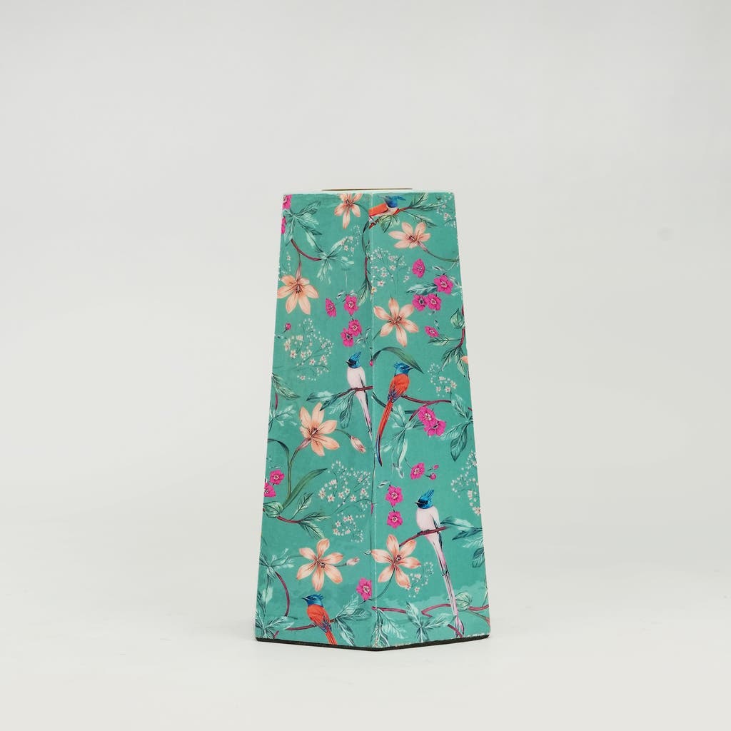 Mela Artisans Aqua Flora Hexagonal Candleholders In Green