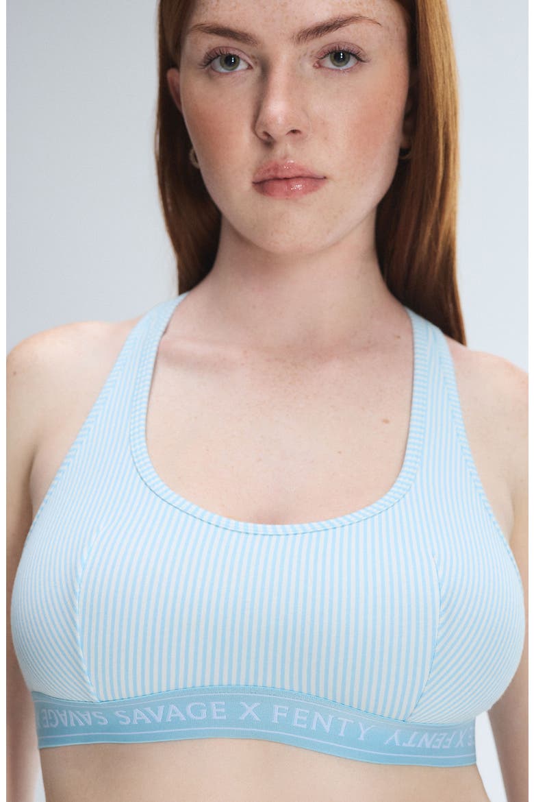 Stretch Cotton Essentials Bralette, Alternate, color, BEACHY BLUE LINE BY LINE PRINT