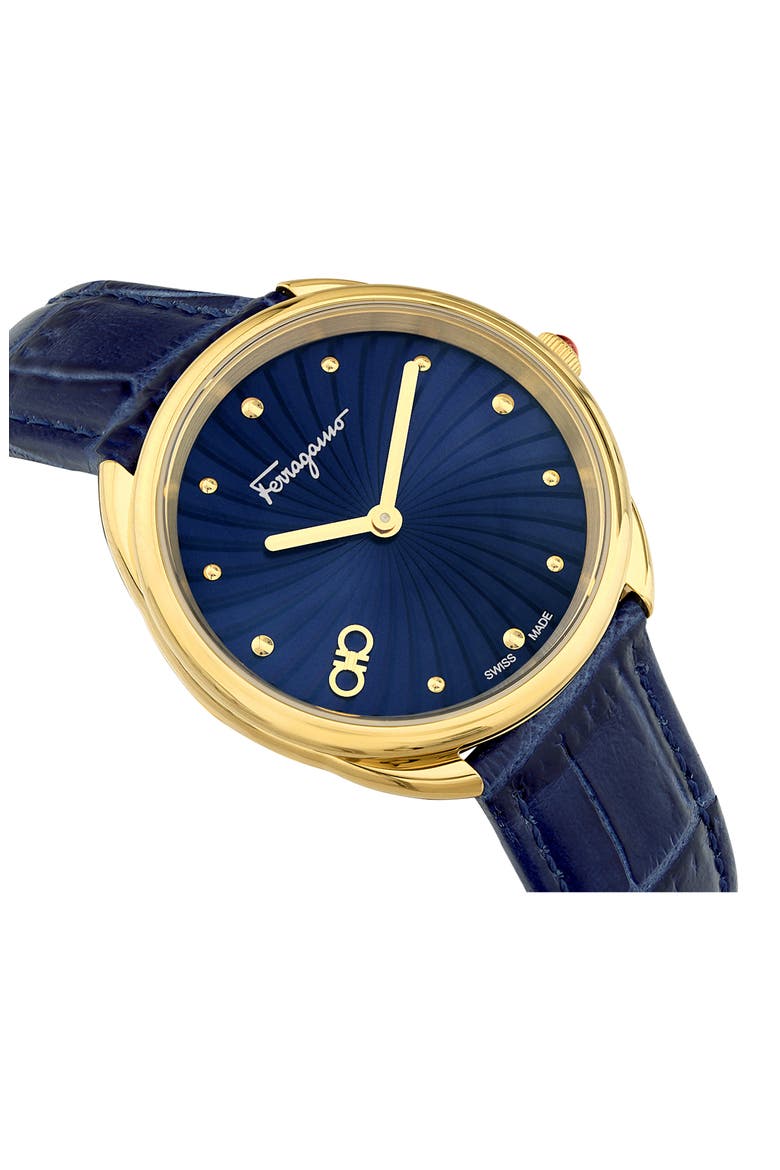 1898 Croc-Embossed Leather Strap Watch, 34mm, Alternate, color, GOLD