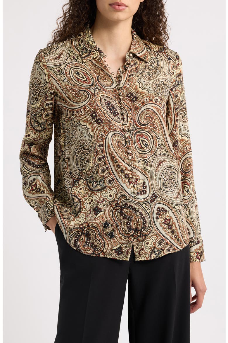 The Pria Silk Blend Printed Shirt, Main, color, FOLKLORE