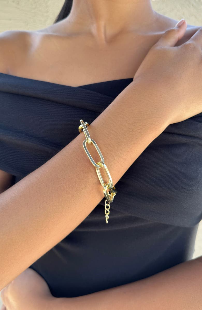 Adornia Chunky Paper Clip Chain Bracelet, Alternate, color, Gold