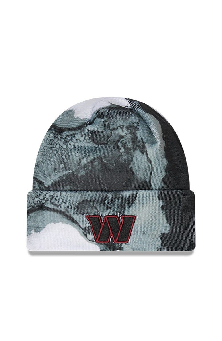 New Era Men's New Era Black Washington Commanders 2022 Sideline Ink Dye Tonal Cuffed Knit Hat, Alternate, color,