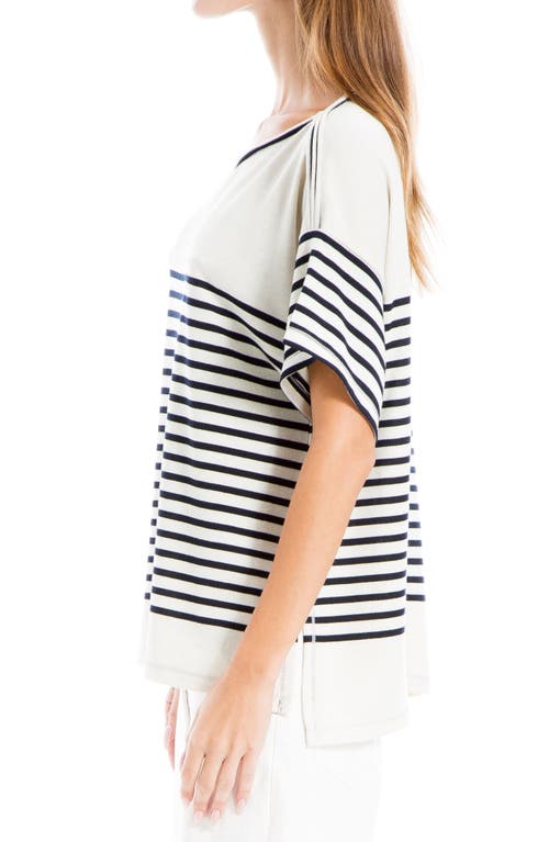 Max Studio Stripe Boatneck T-shirt In Multi
